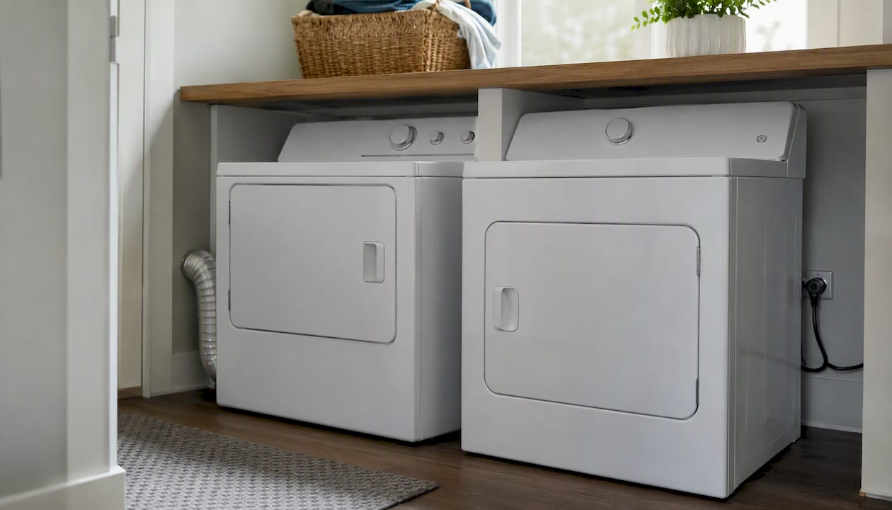 Laundry room with gas and electric dryer hookups