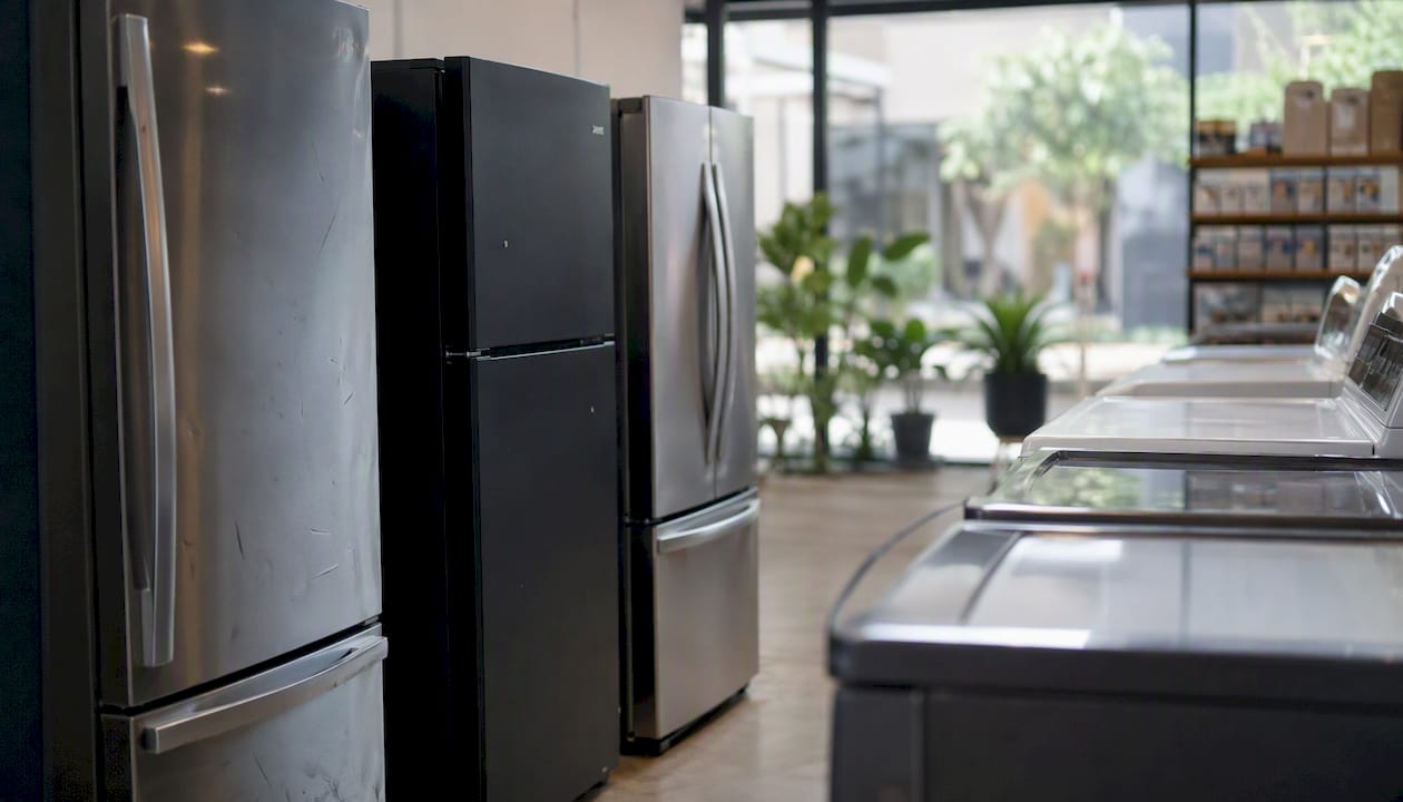 Showroom with scratched appliances