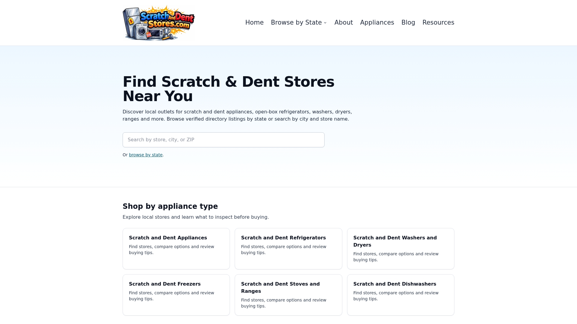 Scratch and Dent Stores directory
